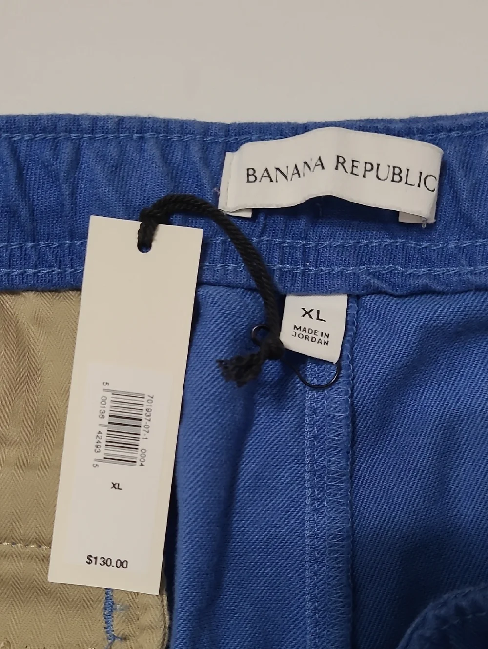 NWT Banana Republic Blue Linen-Cotton Blend Traveler Pull-On Pants size XL